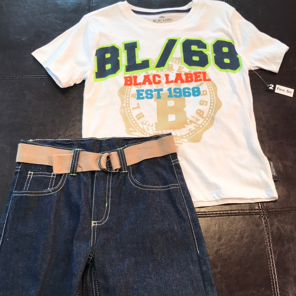 Boys two piece matching denim shorts set